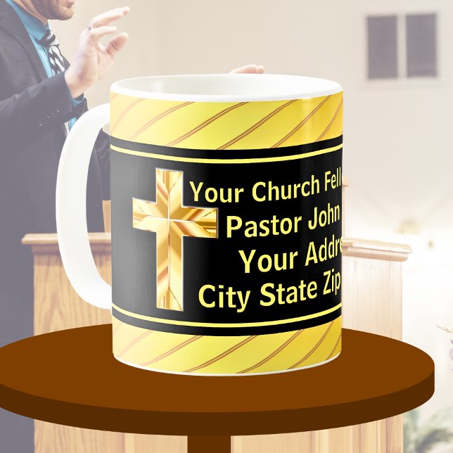 Caneca De Café Classe Pastoral da Igreja Dourado e Preto (PLEASE NOTE: The foil elements are simulated and will not be used in the making of this product.)