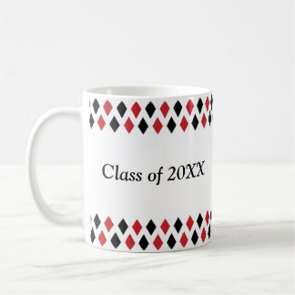 Caneca De Café Classe personalizada Argyle vermelha & preta de