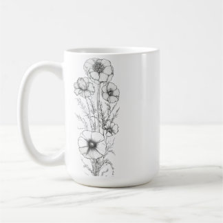 Caneca De Café Classic 15 oz Floral Outline Mug