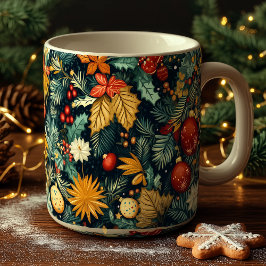Caneca De Café Classic Christmas foliage with red ornaments