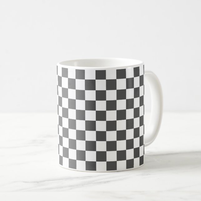Caneca De Café Classic dark grey checkerboard (Frente Esquerda)