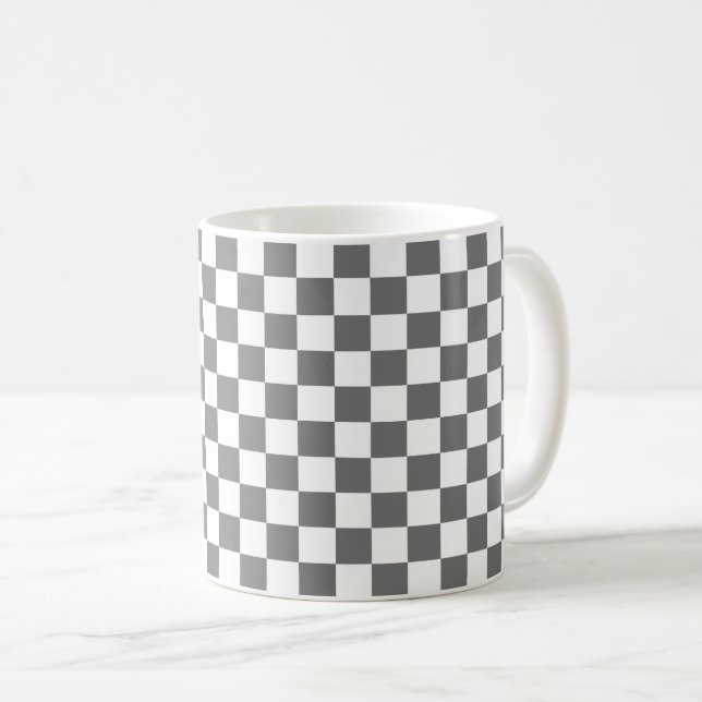 Caneca De Café Classic grey checkerboard  (Frente Esquerda)