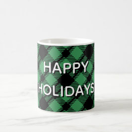 Caneca De Café Classic Holiday Green Checkered Pattern Custom