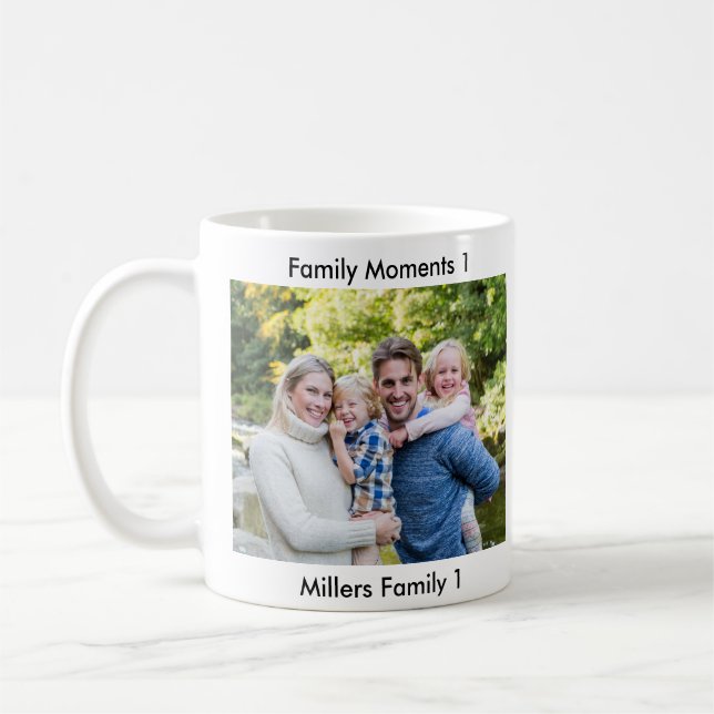 Caneca De Café Classic Modern Two Photo Minimalist Family Keepsak (Esquerda)