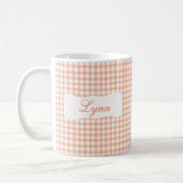 Caneca De Café Classic Orange Gingham Personalized Name