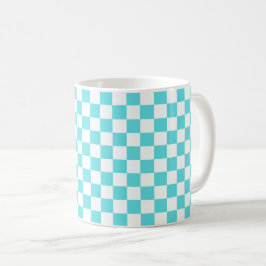 Caneca De Café Classic visual turquoise blue checkerboard 