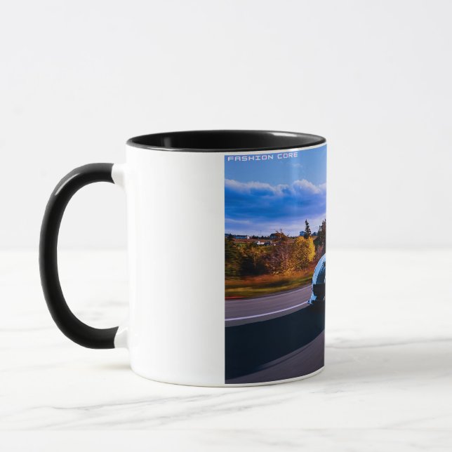caneca de café clássica com carro esportivo branco (Esquerda)