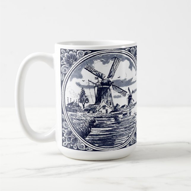 Caneca de Café Clássica com Moinho de Vento Azul D (Esquerda)