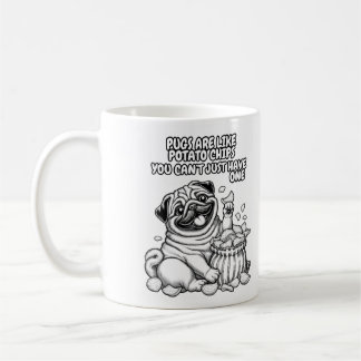 Caneca De Café Clássica com Pug e batatas fritas