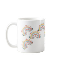 Caneca de Café Clássica Floral Boho Arco-Íris