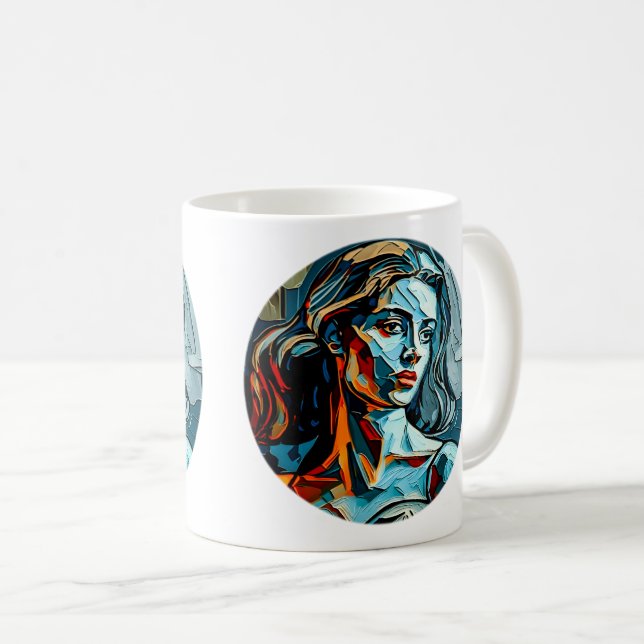 Caneca De Café Clássica Mulher De Arte Moderna, 11 oz (Frente Esquerda)