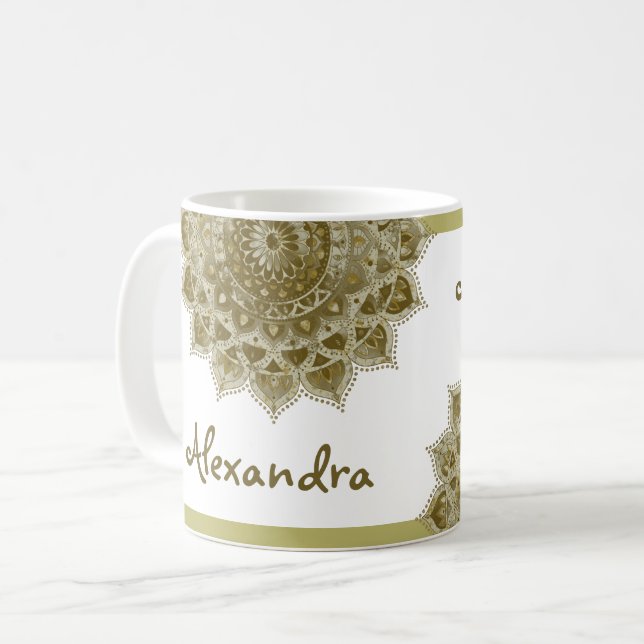 Caneca De Café Clássico Colorosamente Mandala Índia Estilo 4 (Frente Esquerda)