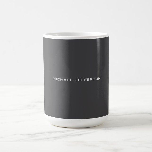 Caneca De Café Clássico Criativo Moderno Cinza Escuro & Branco (Centro)