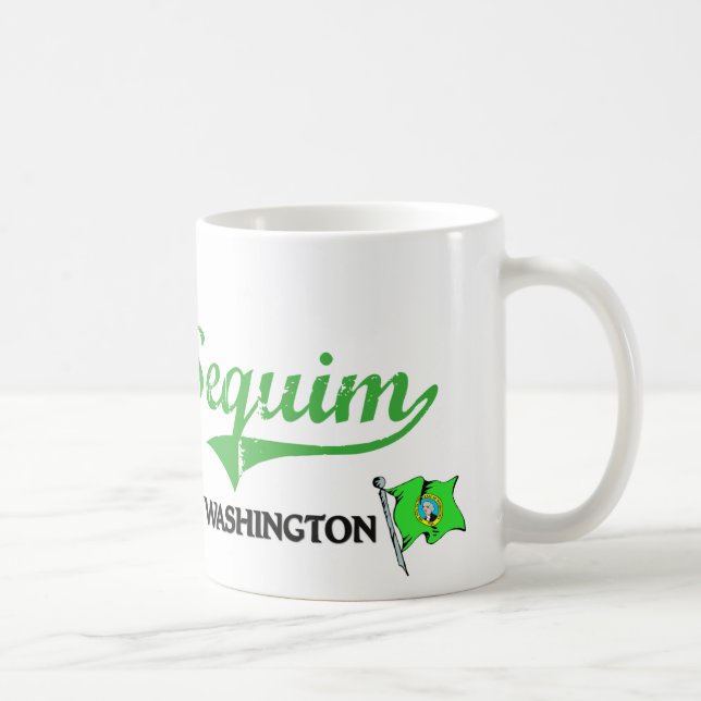 Caneca De Café Clássico da cidade de Sequim Washington (Direita)