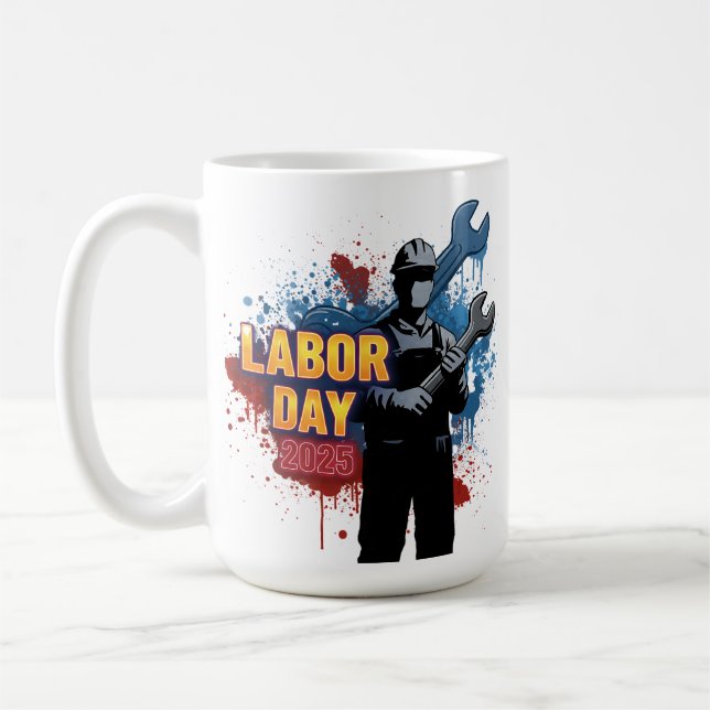 Caneca De Café Clássico do Dia do Trabalho – Celebre com Estilo  (Esquerda)