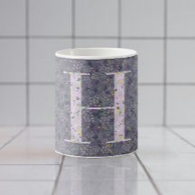 Clássico Elegante Floral Monograma H roxo c/frase