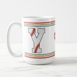 Caneca De Café Clássico Letra Y de Beisebol Vintage Retro