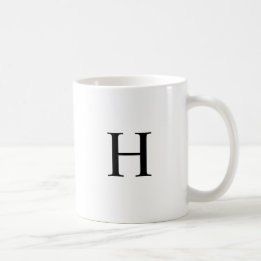 Caneca De Café Clássico Monograma Elegante Preto