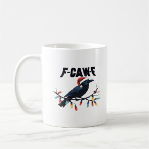 Caneca De Café Clássico Natalino Corvo Engraçado Design Retro