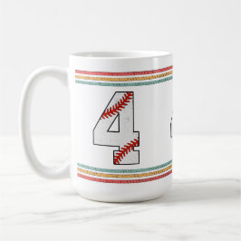Caneca De Café Clássico Número 4 de Beisebol Vintage Retro