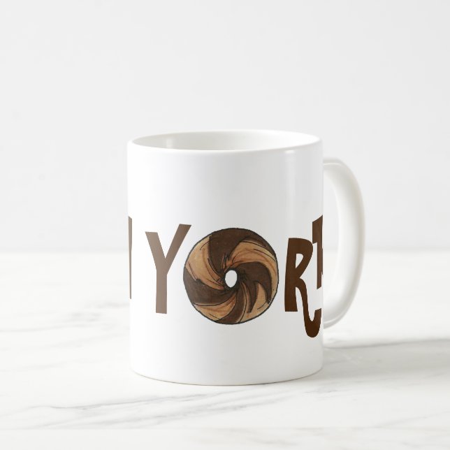 Caneca De Café Clássico NYC Nova Iorque Marble Rye Bagel Foodie (Frente Esquerda)