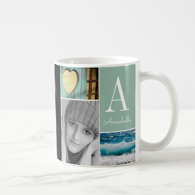 Caneca De Café Clássico Personalizado 6 Colagem de Fotografias Mo (Direita)