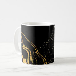 Caneca De Café Clássico Preto e Dourado