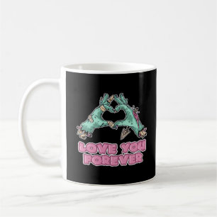 Caneca De Café Clássico Zombie - Coração E Mãos De Esqueleto