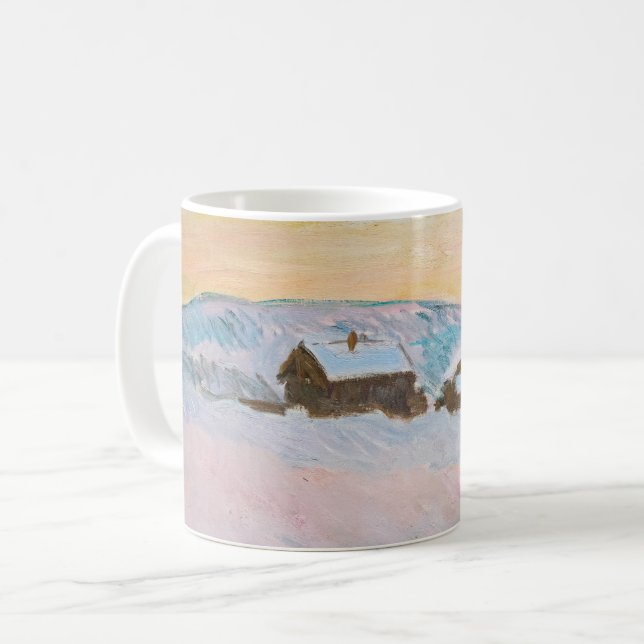 Caneca De Café Claude Monet - Paisagem Noruega, Casas Azuis (Frente Esquerda)
