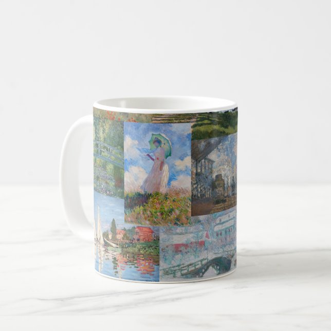 Caneca De Café Claude Monet - Patchwork de obras de arte (Frente Esquerda)