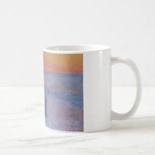 Caneca De Café Claude Monet - Pilhas de trigo - pôr do sol, neve