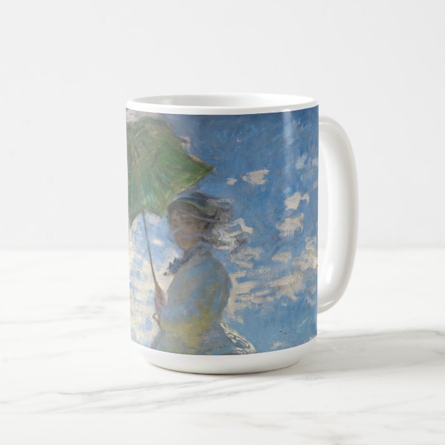 Caneca De Café Claude Monet Pintura de Lady com Parasol (Frente Esquerda)