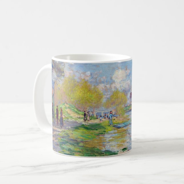 Caneca De Café Claude Monet - Primavera à beira do Sena (Frente Esquerda)