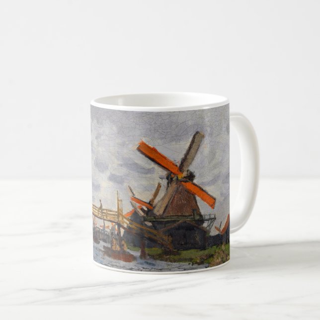 Caneca De Café Claude Monet - Windmills perto de Zaandam (Frente Esquerda)