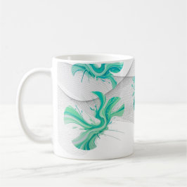 Caneca De Café clean teal geometric shape with swirly background
