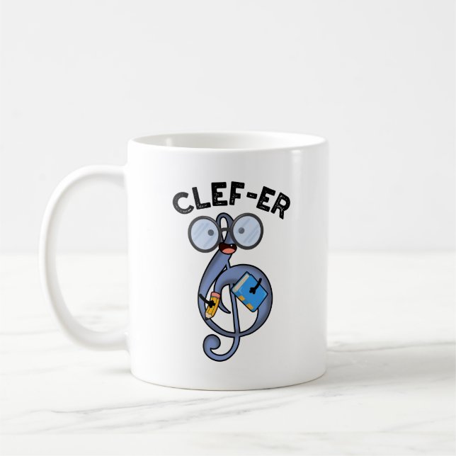 Caneca De Café Clef-er Funny Music Pun (Esquerda)