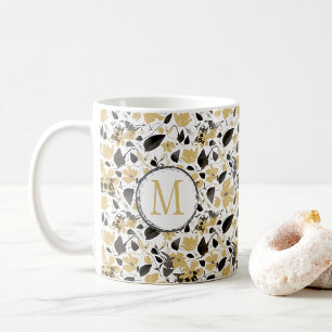 Caneca De Café Clematis Vine Elegante Flores Amarelas Café