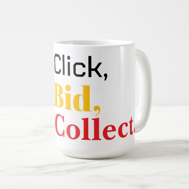Caneca De Café Click, Bid, Collect. Book  (Frente Esquerda)