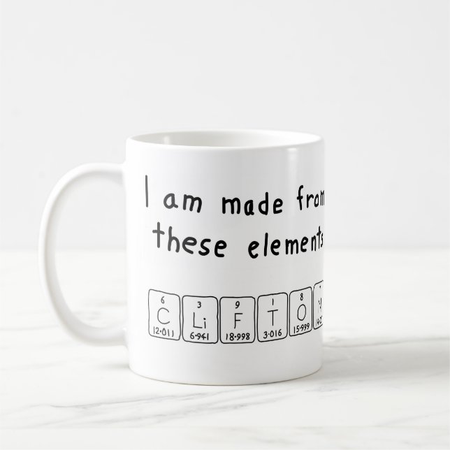 Caneca De Café Clifton com nome de mesa periódica (Esquerda)