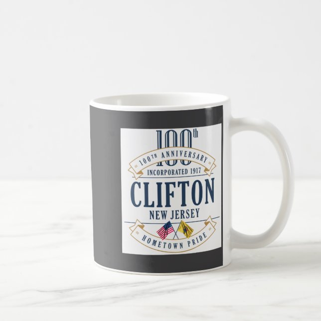 Caneca De Café Clifton New Jersey 100th Anniv White  (Direita)