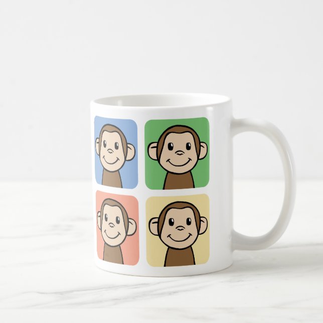 Caneca De Café Clip Art de Desenho Animado com 4 Macacos Felizes (Direita)