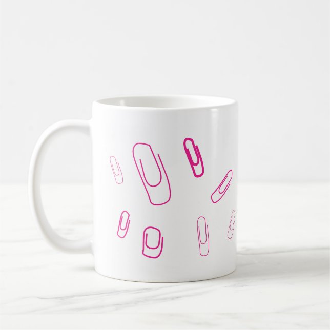 Caneca De Café clipe de papel rosa design retrô (Esquerda)