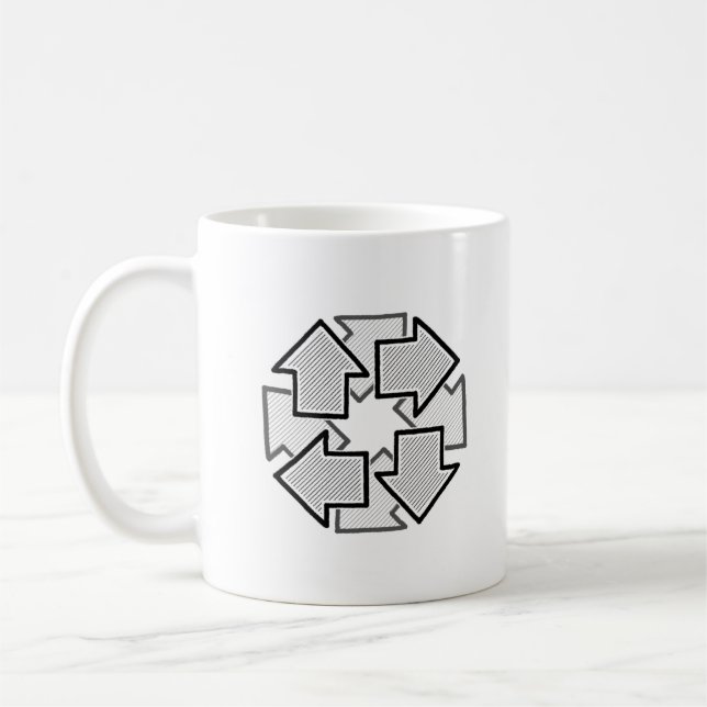 Caneca De Café Clockwise Arrows Minimal Geometric White Variant 1 (Esquerda)