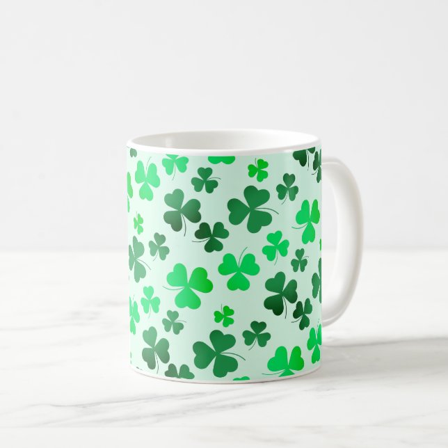 Caneca De Café Clover Shamrock Dia de São Patrício verde irlandês (Frente Esquerda)