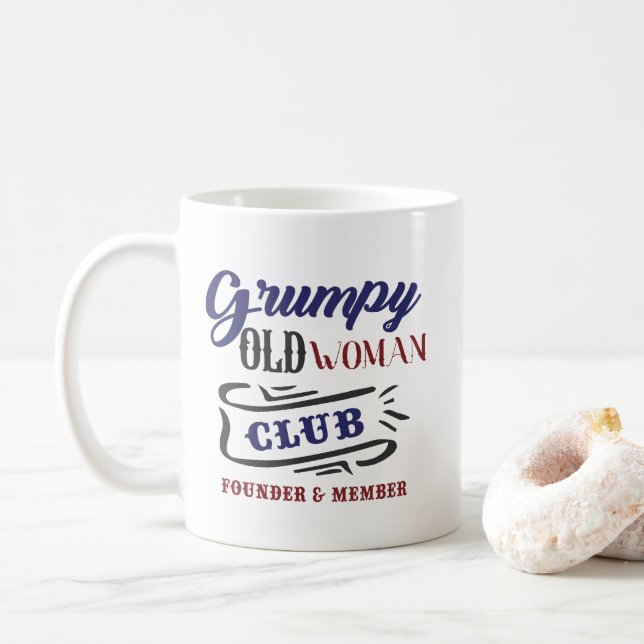 Caneca De Café Clube da Mulher Velha Mal-Humorada Engraçado (Com Donut)