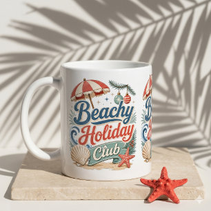 Caneca De Café Clube de Férias à Beira-Mar Natalino Retrô