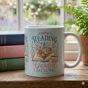 Caneca De Café Clube de Leitura Jardim Cottagecore Floral