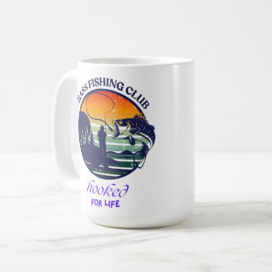 Caneca De Café Clube de Pesca de Robalo Pôr do Sol Retrô