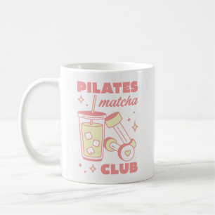 Caneca De Café Clube de Pilates matcha rosa estético
