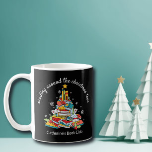 Caneca De Café Clube do Livro Leitura ao Redor da Árvore de Natal